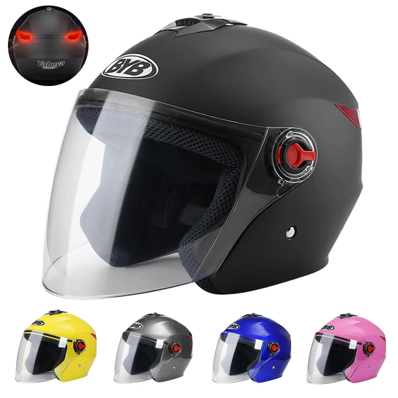 

Унисекс противотуманный электрический мотоциклетный шлем с одной линзой, полушлем, четыре сезона, шлем для скутера, солнцезащитный козырек...