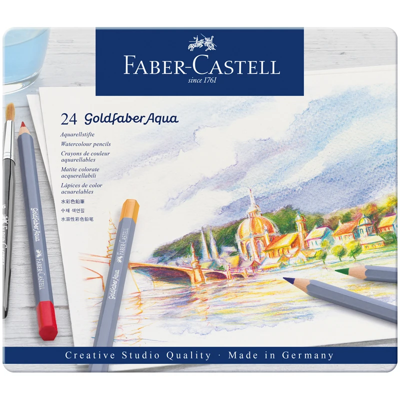 Набор акварельных карандашей Faber-Castell &quotGoldfaber Aqua" 24цв. заточен. метал.пенал -