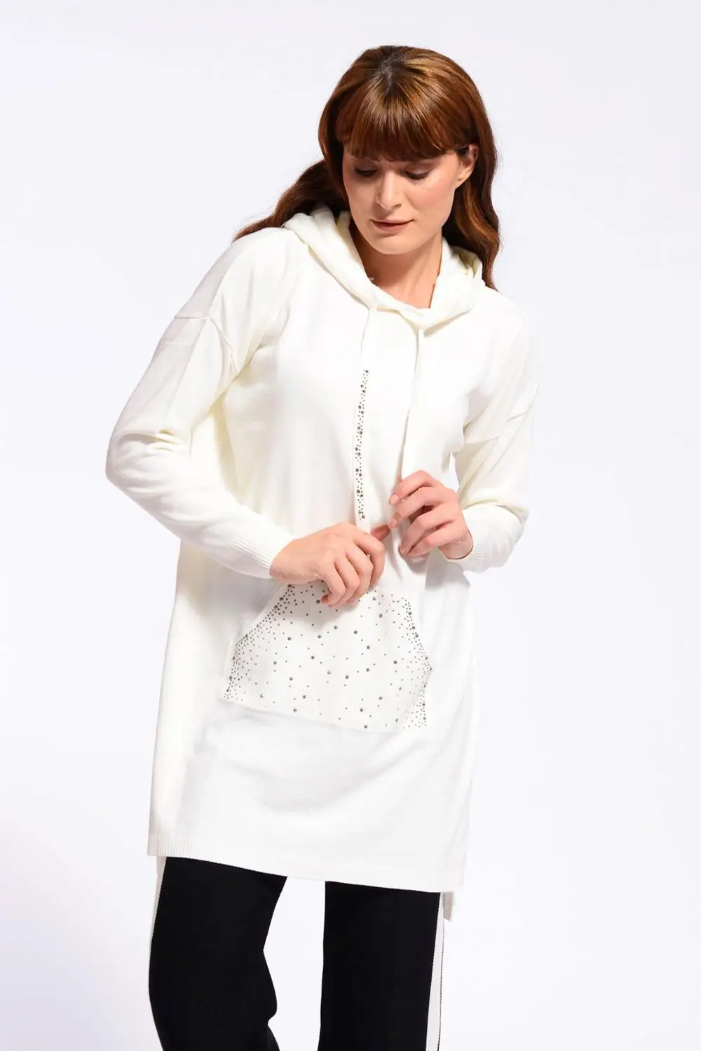 Nefise Fashion 2020 Autumn Winter Hoodies Stylish Knitted Kangaroo Pocket Tunic Sweatshirt White 
Nefise Fashion 2020 Autumn Winter Hoodies Stylish Knitted Kangaroo Pocket Tunic Sweatshirt White