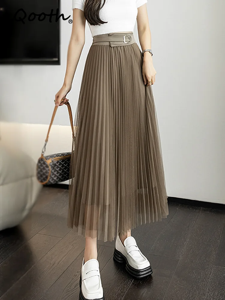Qooth Mesh Midi Skirt 2022 Spring Summer Gauze Skirt Elastic Waist Pleated Skirt Women's High Waist A-line Skirt QT1605
Qooth Mesh Midi Skirt 2022 Spring Summer Gauze Skirt Elastic Waist Pleated Skirt Women's High Waist A-line Skirt QT1605