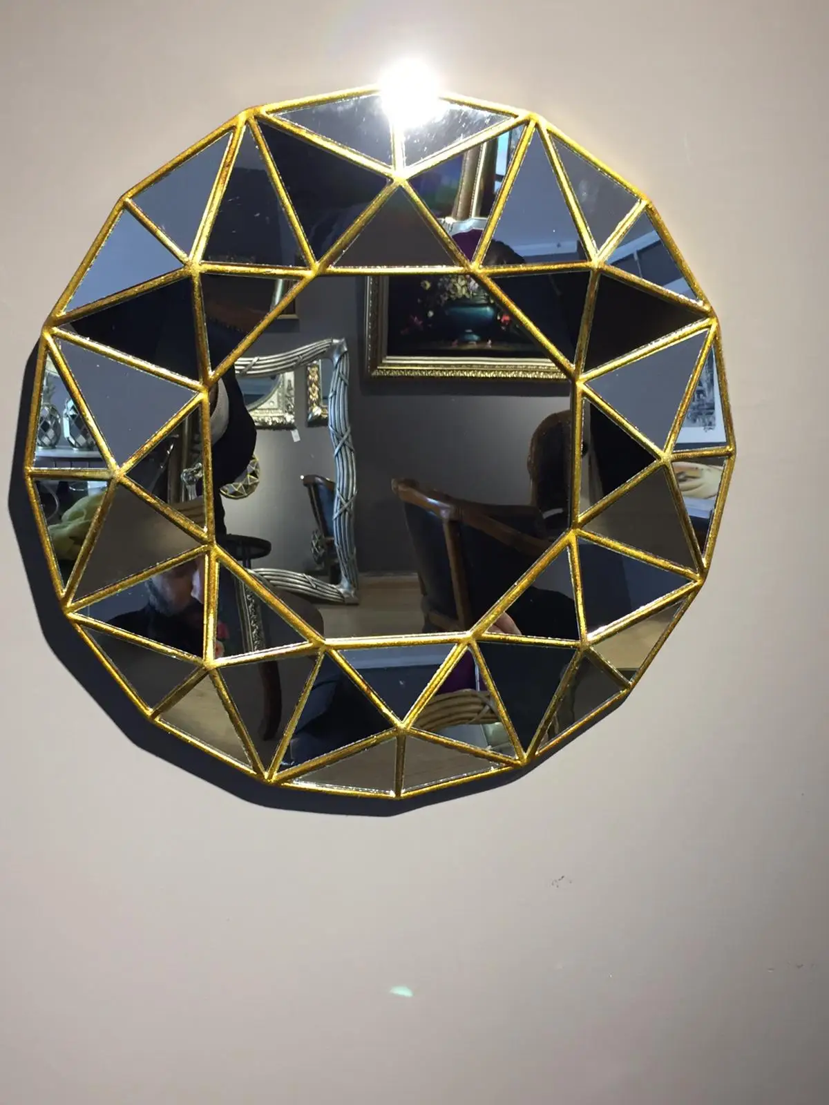 Geometric Decorative Mirror Gold Colour Round Shape Accessories Wall Decor Home Office Circle Stylish Design Decorative
Geometric Decorative Mirror Gold Colour Round Shape Accessories Wall Decor Home Office Circle Stylish Design Decorative