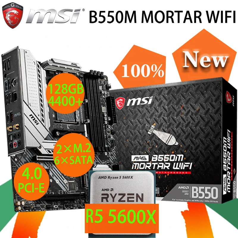 Материнская плата AM4 MSI MAG B550M, раствор Wi-Fi + процессор AMD Ryzen 5 5600X, комплект DDR4 128 ГБ 4400 + M.2 PCI-E 4,0 USB3, материнская плата, Новый настольный компьютер
Материнская плата AM4 MSI MAG B550M, раствор Wi-Fi + процессор AMD Ryzen 5 5600X, комплект DDR4 128 ГБ 4400 + M.2 PCI-E 4,0 USB3, материнская плата, Новый настольный компьютер
