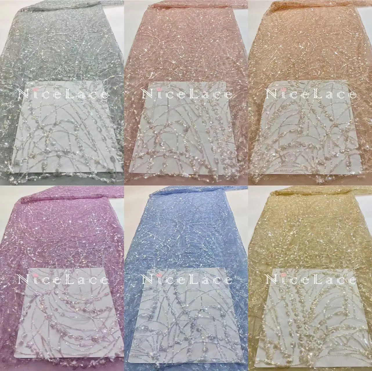 5Yard/Lot 6 Colors High Quality Sequined Embroidery Lace Fabric With Soft Nylon Tulle For Evening Wear Gown Dresses Wide130CM
5Yard/Lot 6 Colors High Quality Sequined Embroidery Lace Fabric With Soft Nylon Tulle For Evening Wear Gown Dresses Wide130CM