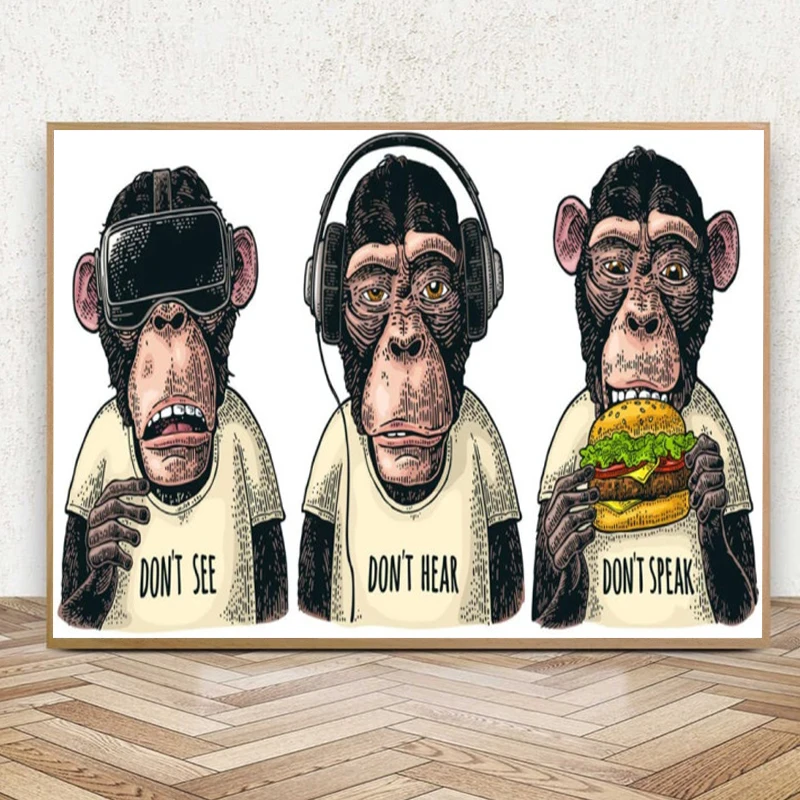 Three Wise Monkey Canvas Painting Wall Art Funny Don't See Don't Hear Don't Speak Animal Posters And Prints Artistic Home Decor
Three Wise Monkey Canvas Painting Wall Art Funny Don't See Don't Hear Don't Speak Animal Posters And Prints Artistic Home Decor
