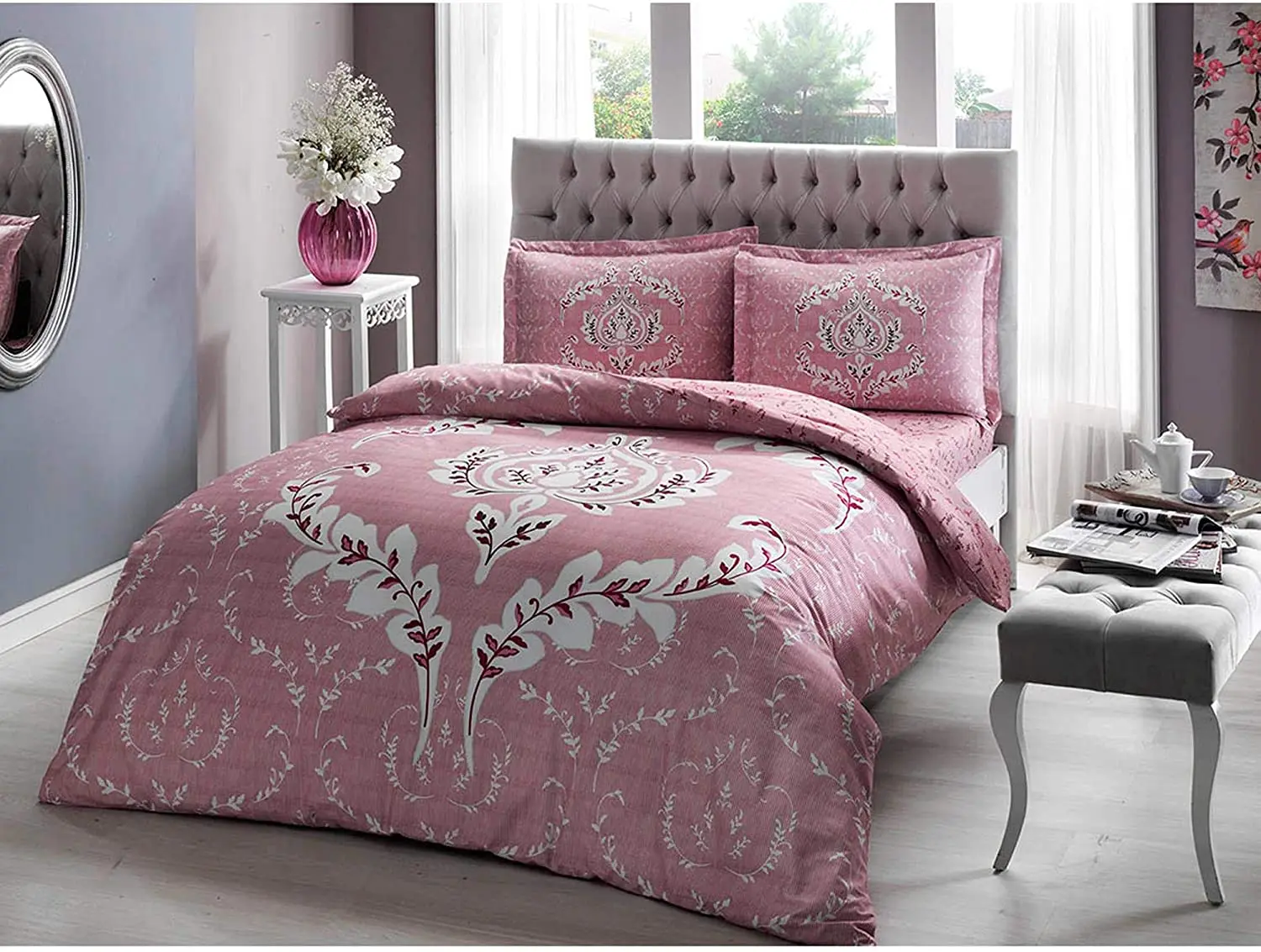 TAC Cotton Satin Duvet Cover Set Romy Pink Double 
TAC Cotton Satin Duvet Cover Set Romy Pink Double
