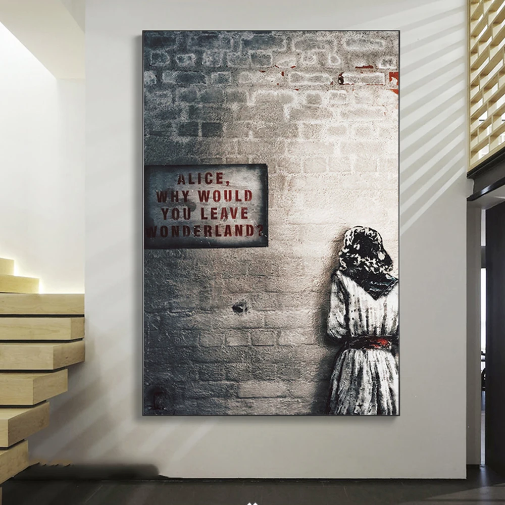 Banksy Art Print Alice Wonderland Graffiti Street Artwork Canvas Paintings Home Decor Poster Wall Art Picture Living Room Decor
Banksy Art Print Alice Wonderland Graffiti Street Artwork Canvas Paintings Home Decor Poster Wall Art Picture Living Room Decor