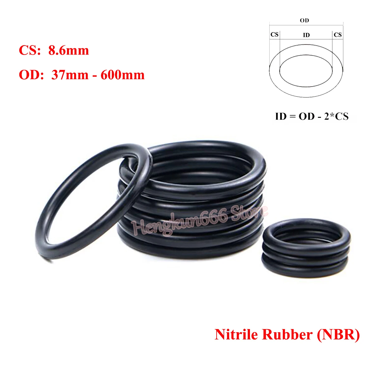 CS 8.6mm Black NBR O Ring Gasket OD 37mm-600mm NBR Automobile Nitrile Rubber O-Rings Spacer Oil Resistance Sealing Washer
CS 8.6mm Black NBR O Ring Gasket OD 37mm-600mm NBR Automobile Nitrile Rubber O-Rings Spacer Oil Resistance Sealing Washer