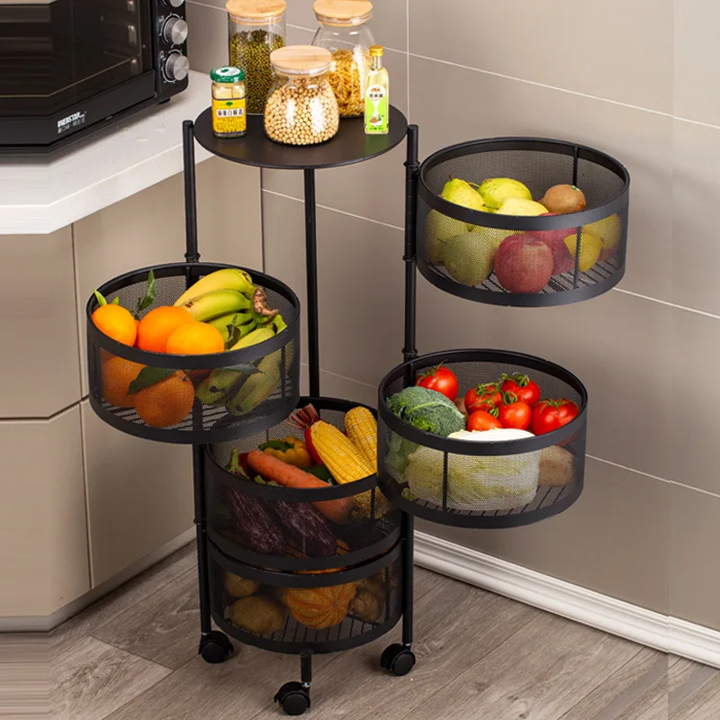 5 Layers Kitchen Rotating Shelf 360 Degree Baskets Fruit Vegetable Storage Rack Floor Round Shelf With Wheels
5 Layers Kitchen Rotating Shelf 360 Degree Baskets Fruit Vegetable Storage Rack Floor Round Shelf With Wheels