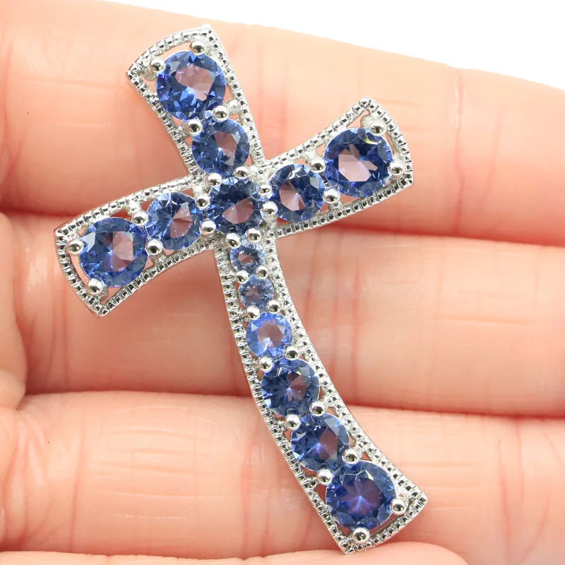 48x32mm Classic Long Cross Rich Blue Violet Tanzanite Pink Tourmaline Women Gift Silver Pendant
48x32mm Classic Long Cross Rich Blue Violet Tanzanite Pink Tourmaline Women Gift Silver Pendant