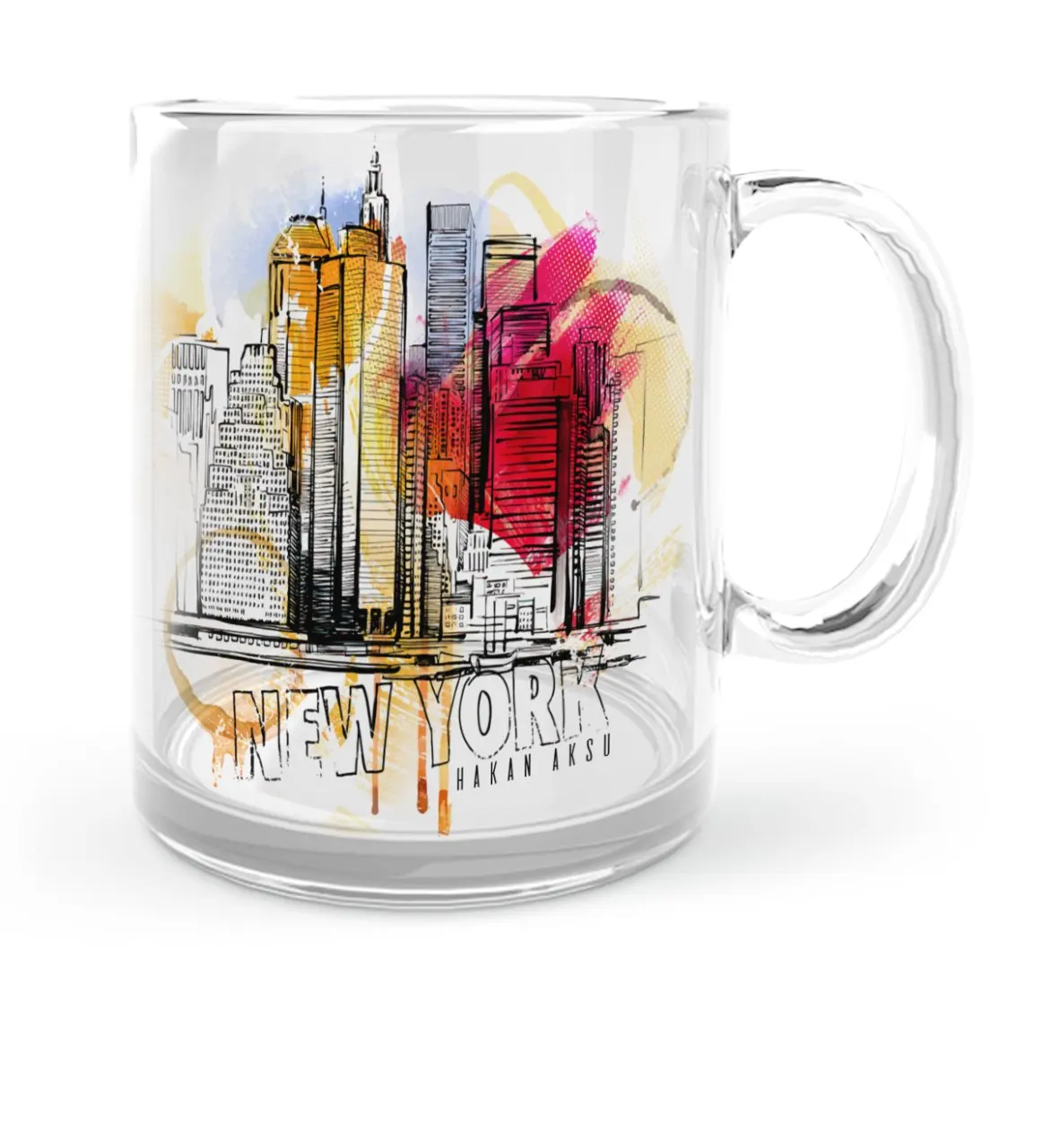 Personalized New York Design Glass Mug Cup-1