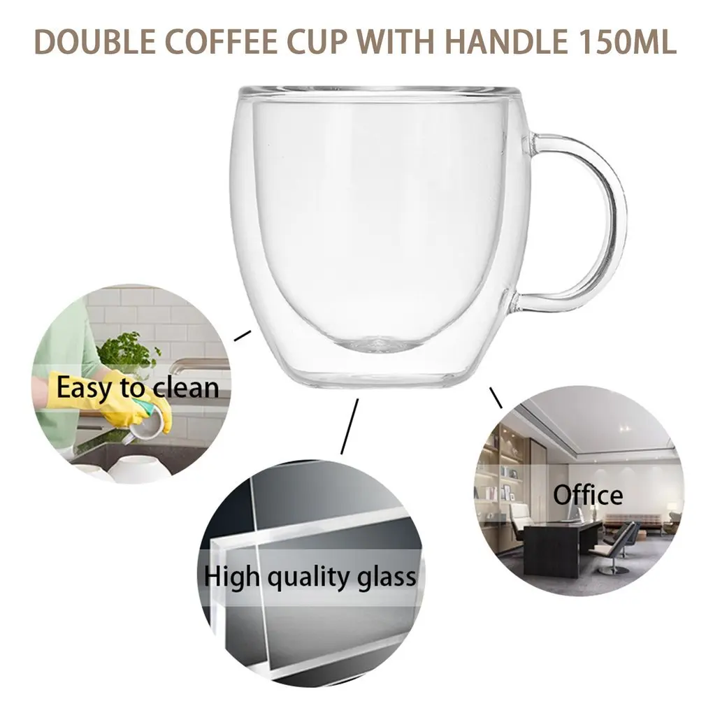 150ml Double Coffee Mugs With Handle Mugs Drinking Insulation Double Wall Glass Tea Cup Creative Gift Drinkware Milk Dropship
150ml Double Coffee Mugs With Handle Mugs Drinking Insulation Double Wall Glass Tea Cup Creative Gift Drinkware Milk Dropship