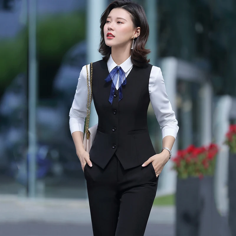 Женский деловой костюм Lenshin из 3 предметов офисная одежда в простом стиле женские