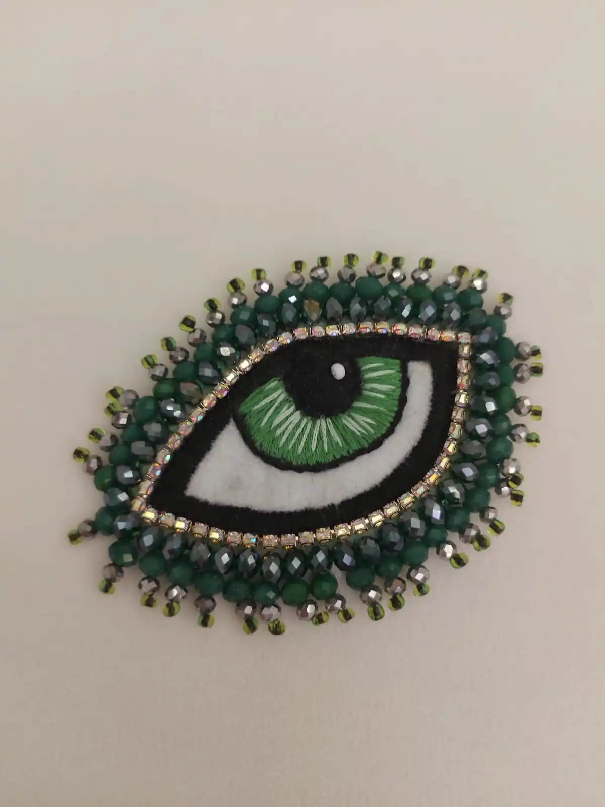Embroidered Eye Brooch Handcrafted Size 7.5 cm * 10 cm Green Eye Bead Bright Stylish Perfect Collar Pin Brooch on Jacket Top Bag
Embroidered Eye Brooch Handcrafted Size 7.5 cm * 10 cm Green Eye Bead Bright Stylish Perfect Collar Pin Brooch on Jacket Top Bag