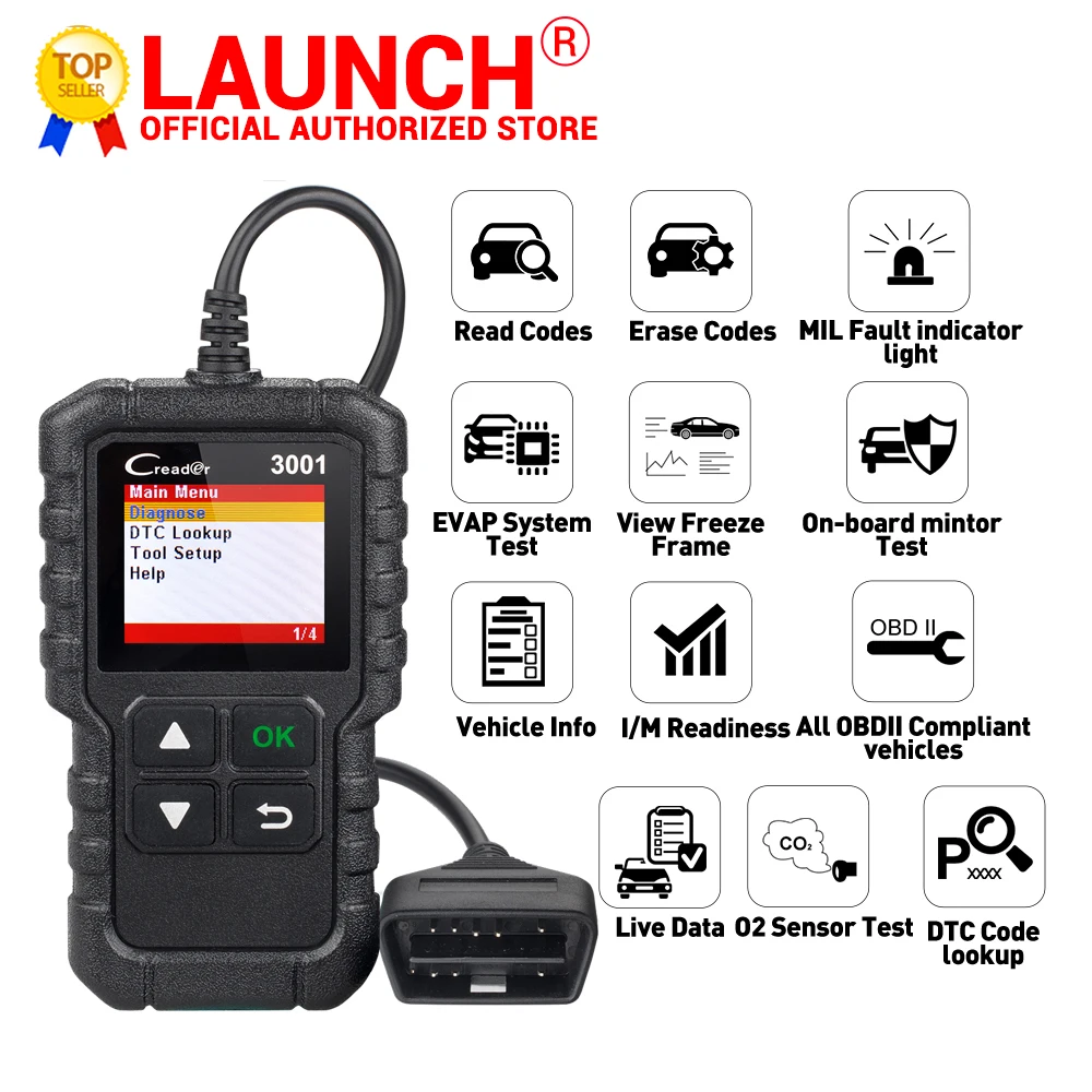 Launch X431 Creader 3001 OBD2 сканер Предоставлять OBDII/EOBD полная функция CR3001 Диагностический инструмент PK ELM327 инструмент для чтения кода
Launch X431 Creader 3001 OBD2 сканер Предоставлять OBDII/EOBD полная функция CR3001 Диагностический инструмент PK ELM327 инструмент для чтения кода