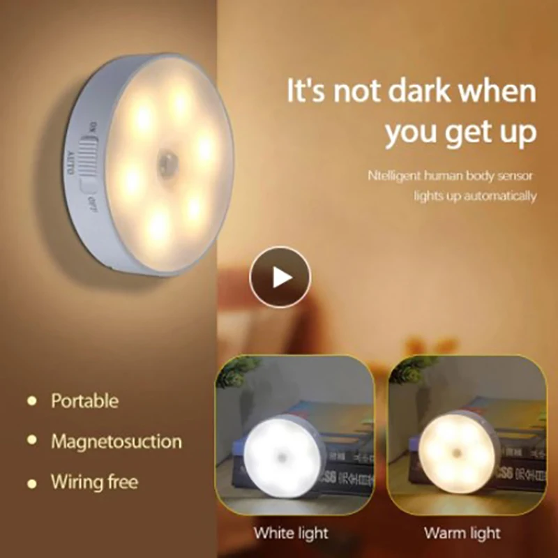 Night Light LED Intelligent Motion Sensor Lamp Human Body Induction Control Rechargeable Wireless Automatic Corridor Bedside 
Night Light LED Intelligent Motion Sensor Lamp Human Body Induction Control Rechargeable Wireless Automatic Corridor Bedside
