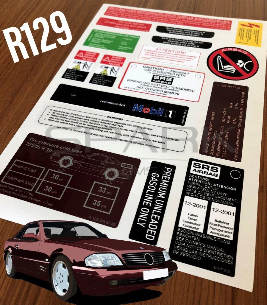 R129 Decal Sticker Label Star Emblem For SL SL280 SL300 SL320 SL500 SL600 Decal Sticker Label Set
R129 Decal Sticker Label Star Emblem For SL SL280 SL300 SL320 SL500 SL600 Decal Sticker Label Set