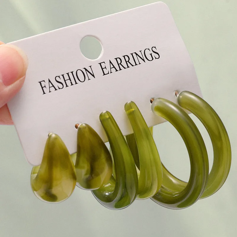 Fashion Acrylic Green Hoop Earrings Sets for Women Girls Resin Round Earrings Brincos 2021 Trend New Accessories Jewelry
Fashion Acrylic Green Hoop Earrings Sets for Women Girls Resin Round Earrings Brincos 2021 Trend New Accessories Jewelry