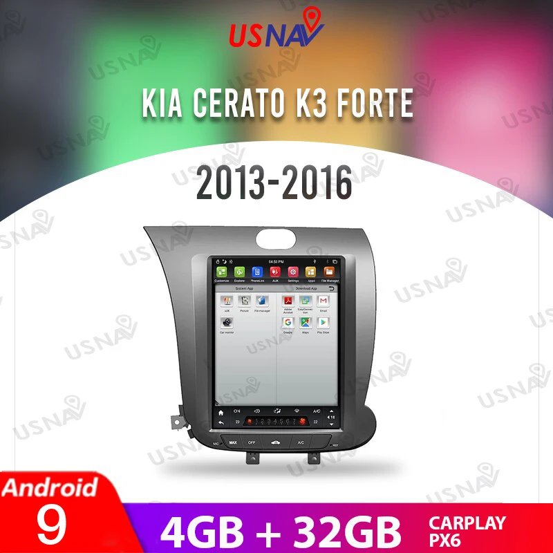 

USNAV 10" 4G+32G For KIA CERATO k3 FORTE 2013-2016 Tesla Screen Android 9 Car Multimedia GPS Navi Head Unit Stereo Radio Carplay