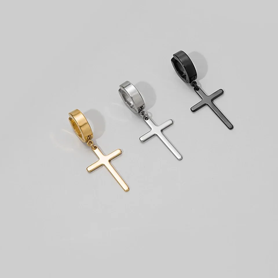New Fashion Punk Unisex Women Male Prayer Black Original Stainless Steel Huggie Loop Cross Charm Drop Dangle Earring
New Fashion Punk Unisex Women Male Prayer Black Original Stainless Steel Huggie Loop Cross Charm Drop Dangle Earring