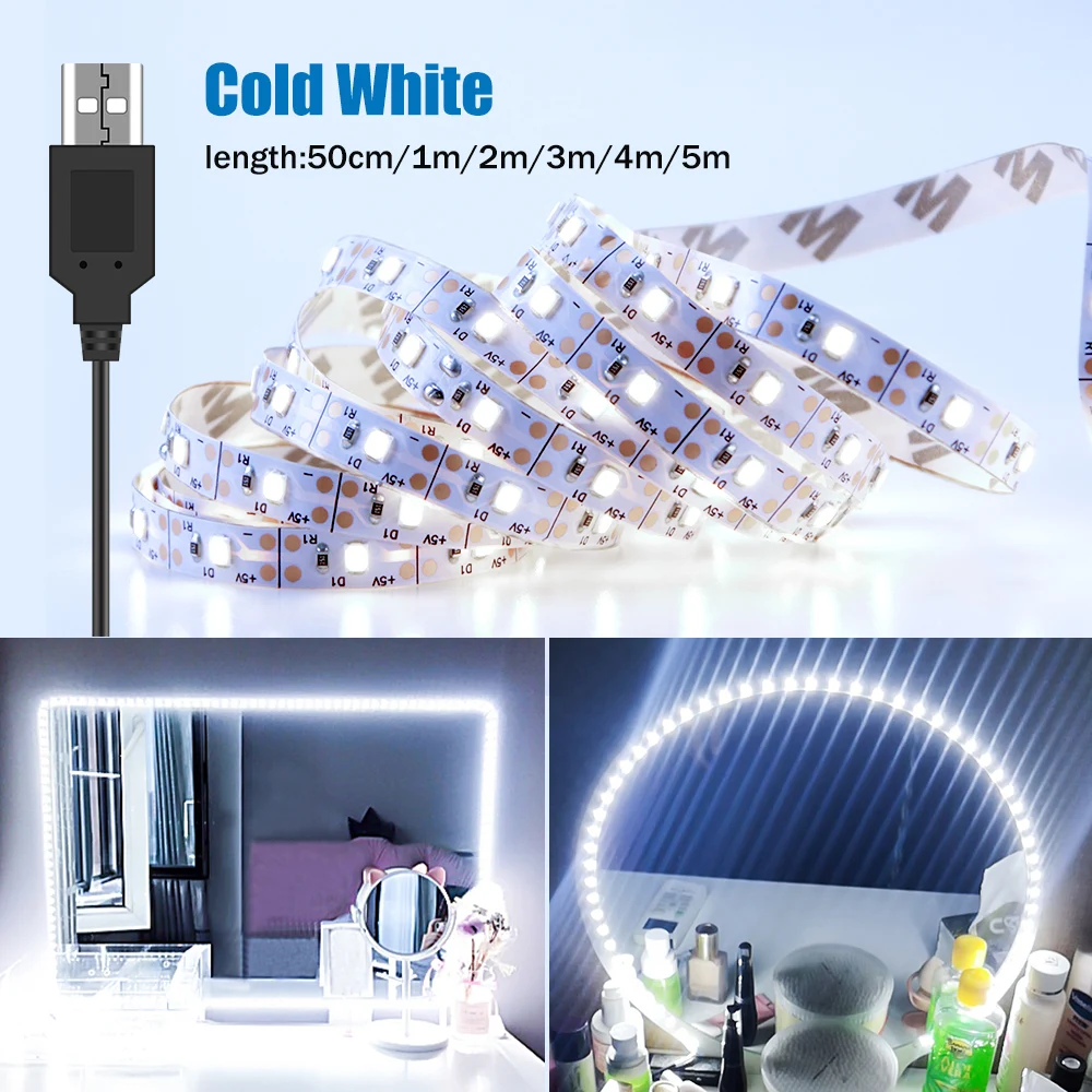 5V LED Makeup Mirror Lamp Tape USB Hollywood Vanity Lights Strip LED Mirror Fill Lighting For Dressing Table Decoration Lamps
5V LED Makeup Mirror Lamp Tape USB Hollywood Vanity Lights Strip LED Mirror Fill Lighting For Dressing Table Decoration Lamps