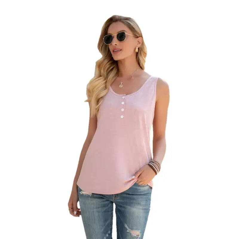 Summer Sexy Button Tank Top Women O-Neck Solid Color Crop Vest Tops Casual Loose Sleeveless Vitange Top With Pocket Ladies Shirt
Summer Sexy Button Tank Top Women O-Neck Solid Color Crop Vest Tops Casual Loose Sleeveless Vitange Top With Pocket Ladies Shirt