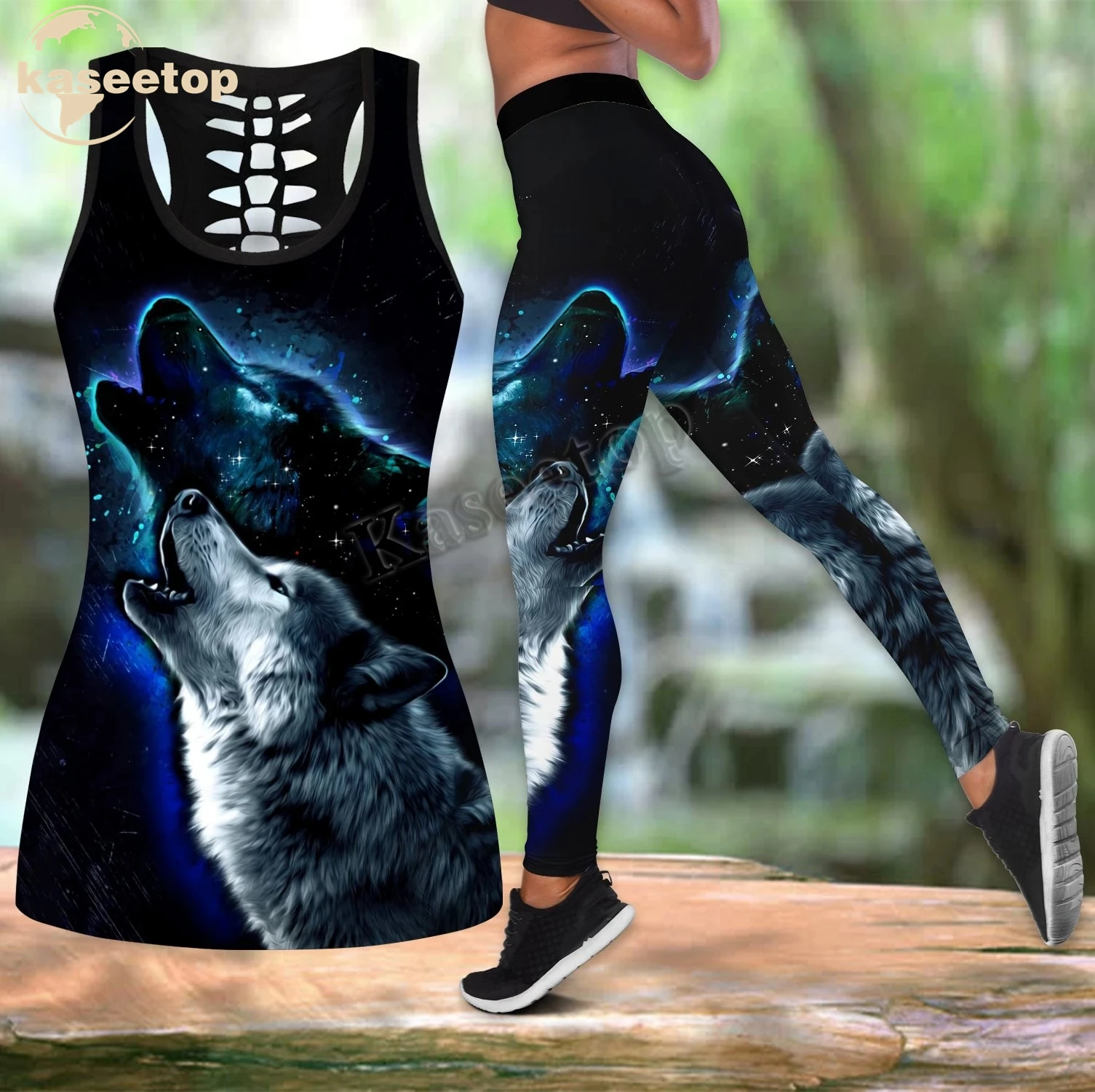 Female Wolf Tank Top 3D Print Women Two Piece Yoga Set Vest Hollow Combo Tank Top Legging Waist Sport Fitness Quick Dry LK303
Female Wolf Tank Top 3D Print Women Two Piece Yoga Set Vest Hollow Combo Tank Top Legging Waist Sport Fitness Quick Dry LK303