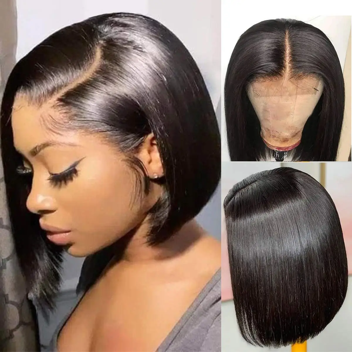 Black 4x4 Lace Closure Bob Wig Straight Glueless Pre Plucked Lace Front Brazilian Remy Human Hair Short Bob Wigs With Baby Hair
Black 4x4 Lace Closure Bob Wig Straight Glueless Pre Plucked Lace Front Brazilian Remy Human Hair Short Bob Wigs With Baby Hair