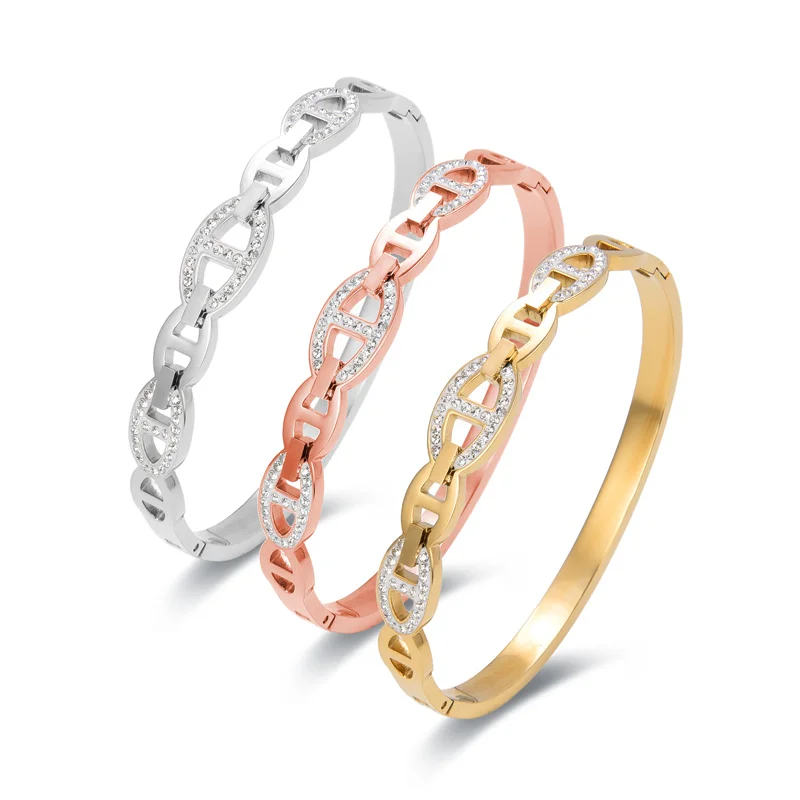 Top Selling Zircon Popular Bracelets & Bangle Stainless Steel Woman Trendy Brand Bangle Gold Plated Jewelry Pulseira Wholesale
Top Selling Zircon Popular Bracelets & Bangle Stainless Steel Woman Trendy Brand Bangle Gold Plated Jewelry Pulseira Wholesale