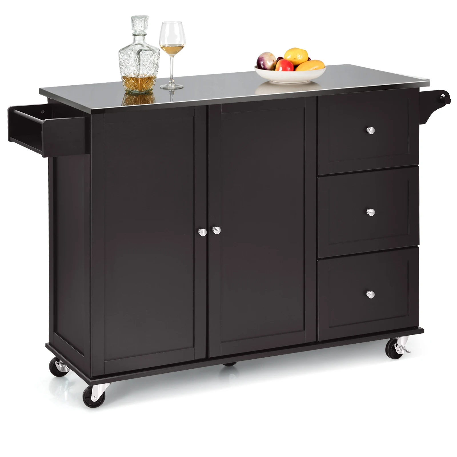 Kitchen Island 2-Door Storage Cabinet Stainless Steel Top w/Drawers & Spice Rack HW64505
Kitchen Island 2-Door Storage Cabinet Stainless Steel Top w/Drawers & Spice Rack HW64505