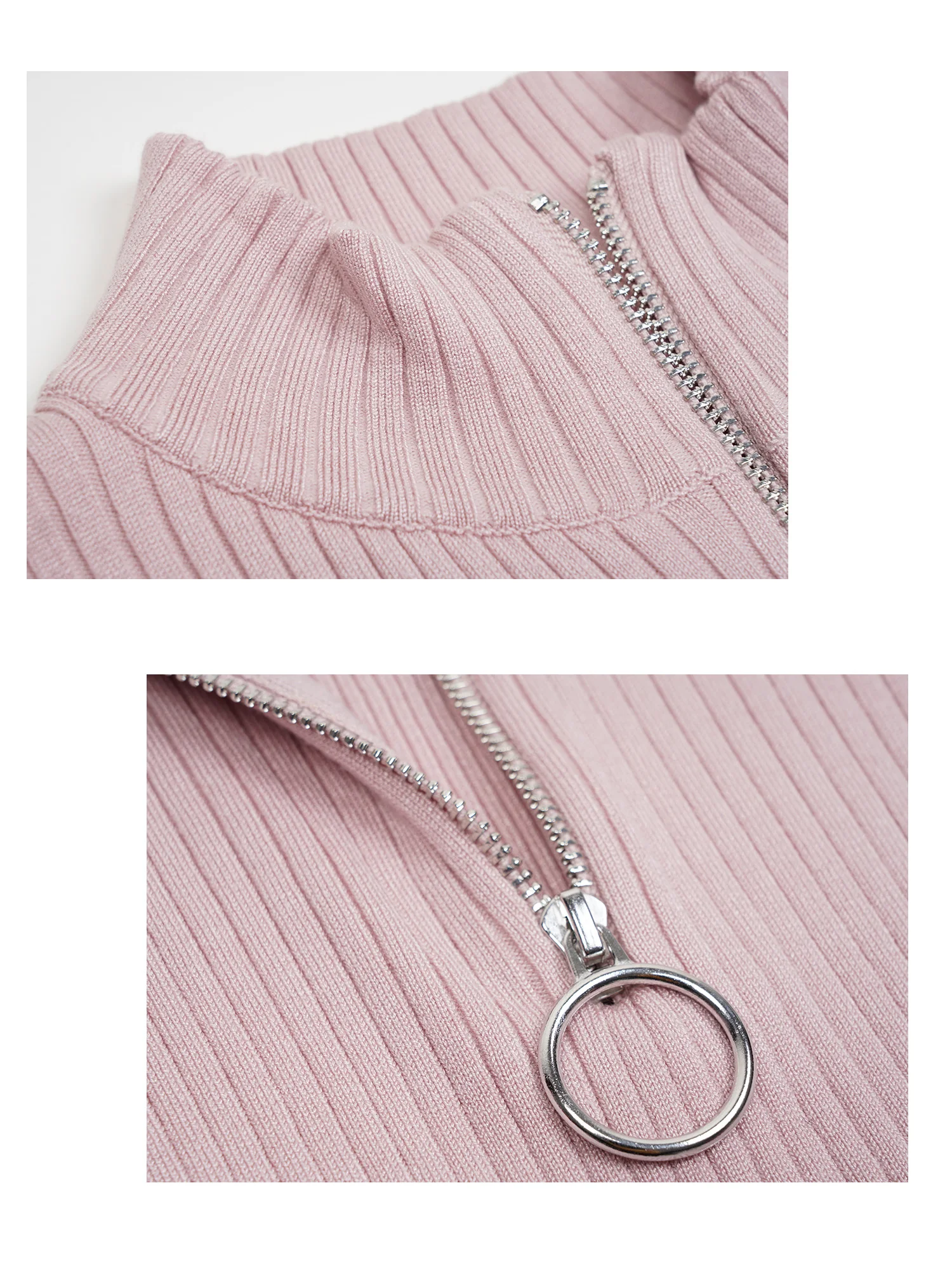 Кроп-топ на молнии женский свитер с ложным воротником вязаный пуловер в рубчик