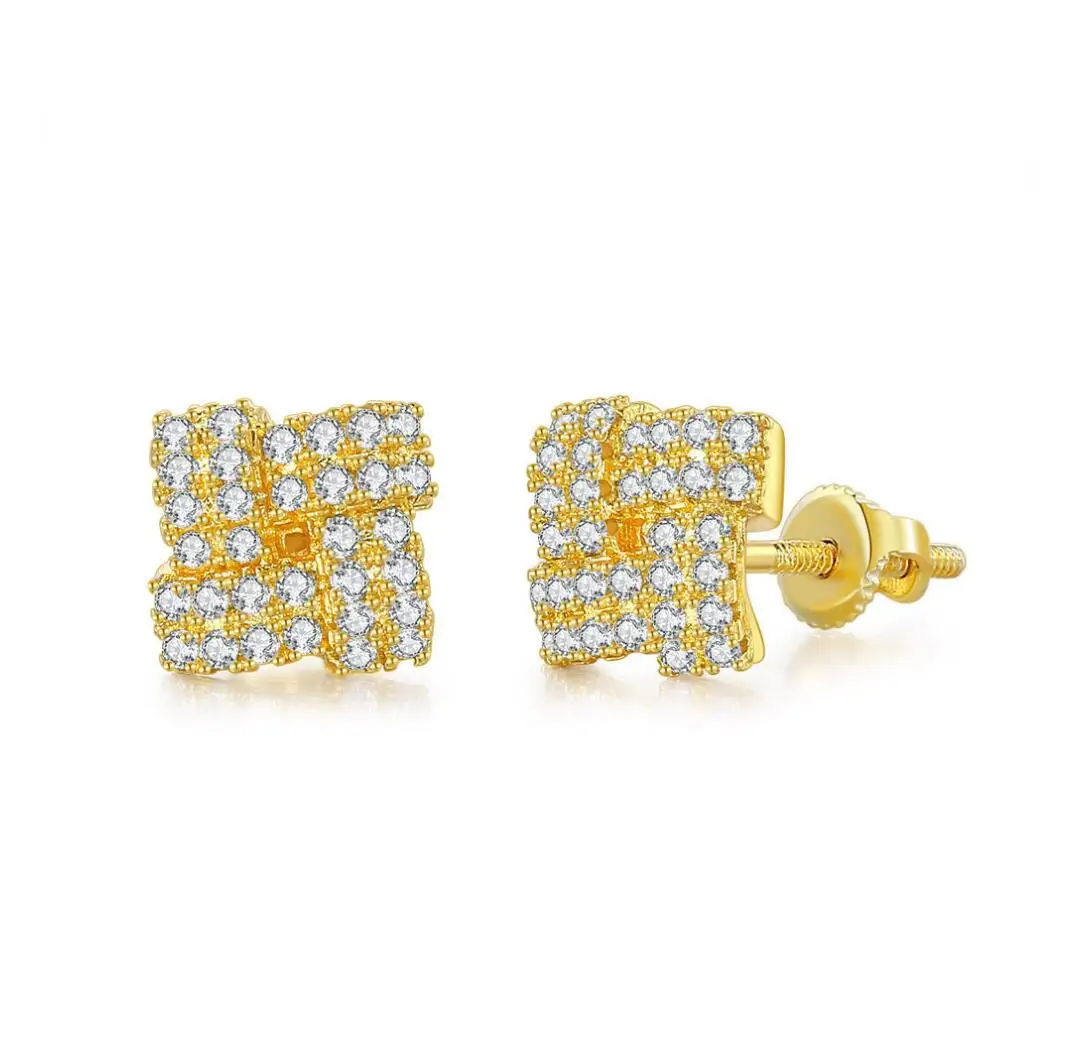 18K Gold Plated Iced Out Cubic Zirconia Screw Back Stud Earring For Micropave Hip Hop Jewelry
18K Gold Plated Iced Out Cubic Zirconia Screw Back Stud Earring For Micropave Hip Hop Jewelry