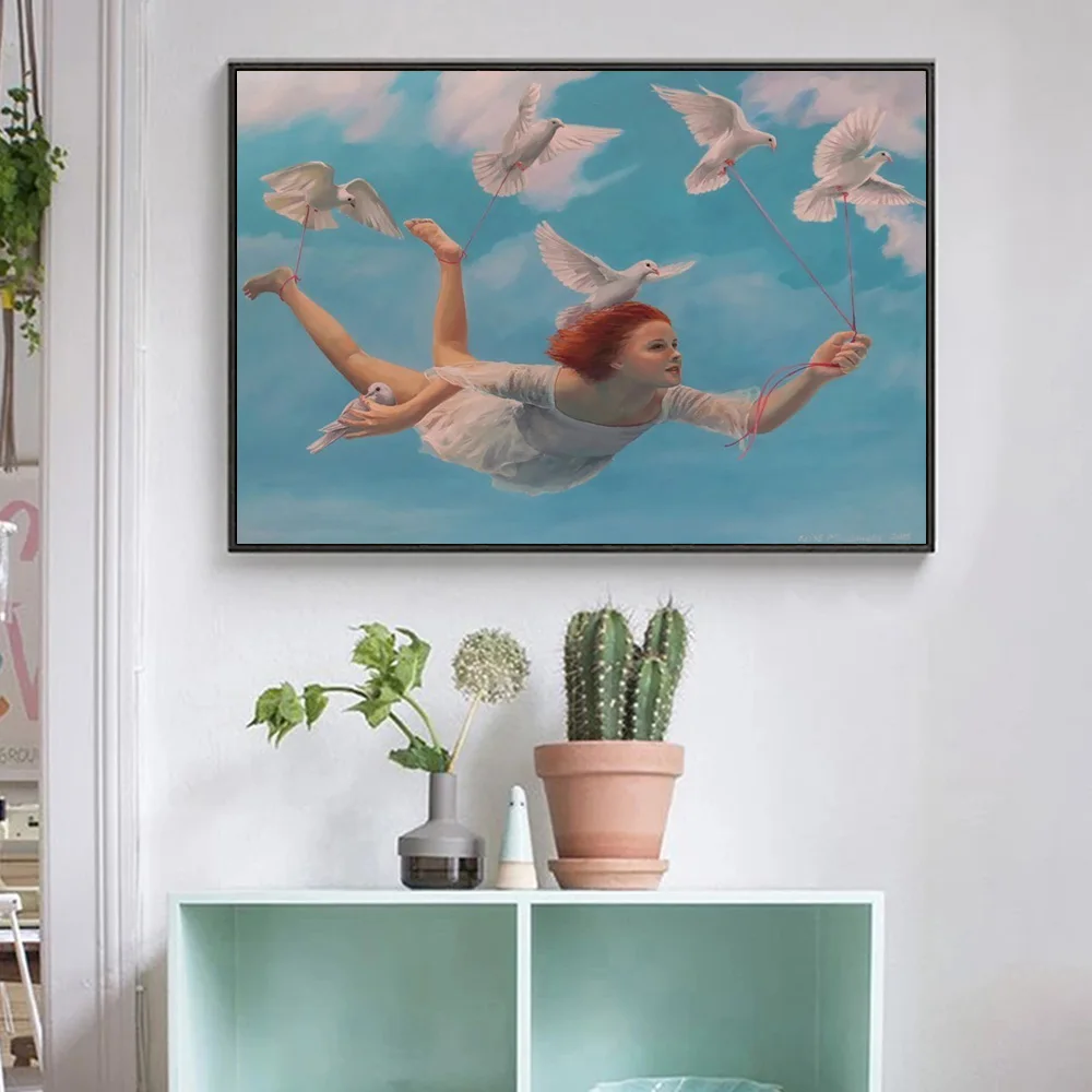 Girl Flying in the Sky Abstract Canvas Painting Nordic Fun Girl Portrait Poster and Print for Living Room Wall Art Home Decor
Girl Flying in the Sky Abstract Canvas Painting Nordic Fun Girl Portrait Poster and Print for Living Room Wall Art Home Decor