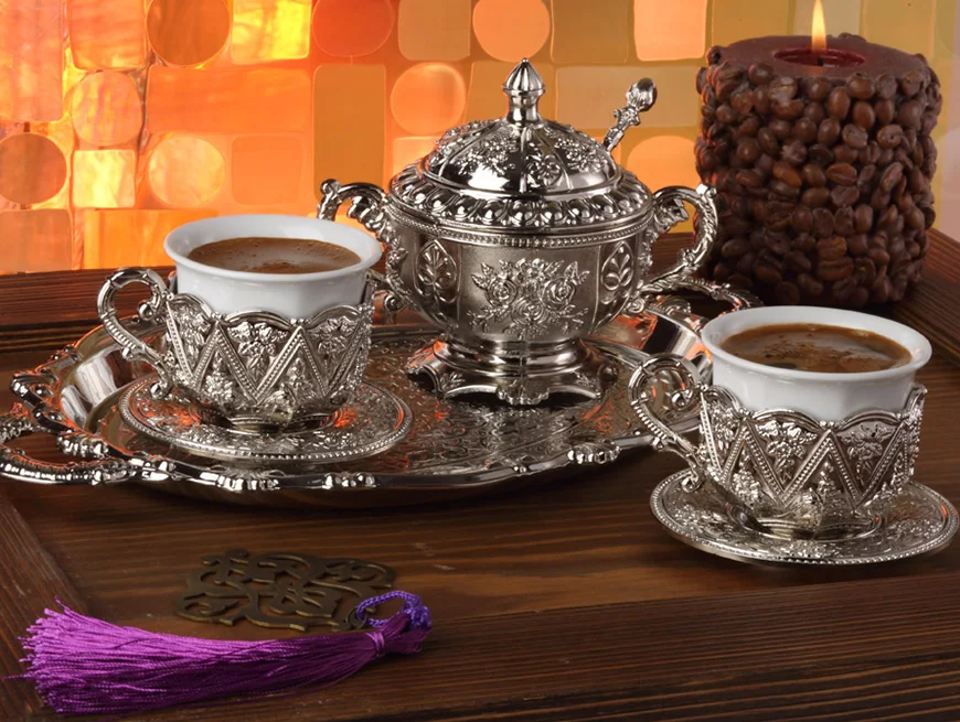 Arsal, на двух человек, самый высокий, посеребренный, оттоманский, удовольствие, кофейный набор Hurrem 224
Arsal, на двух человек, самый высокий, посеребренный, оттоманский, удовольствие, кофейный набор Hurrem 224