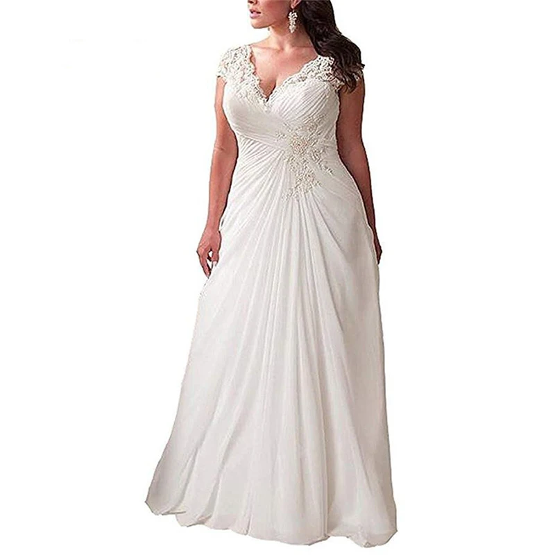 Miaoduo V-Neck Plus Size Chiffon Wedding Dresses Long Capped Sleeves Lace-up Bridal Dress A-Line Ruffled Wedding Gowns 2022
Miaoduo V-Neck Plus Size Chiffon Wedding Dresses Long Capped Sleeves Lace-up Bridal Dress A-Line Ruffled Wedding Gowns 2022