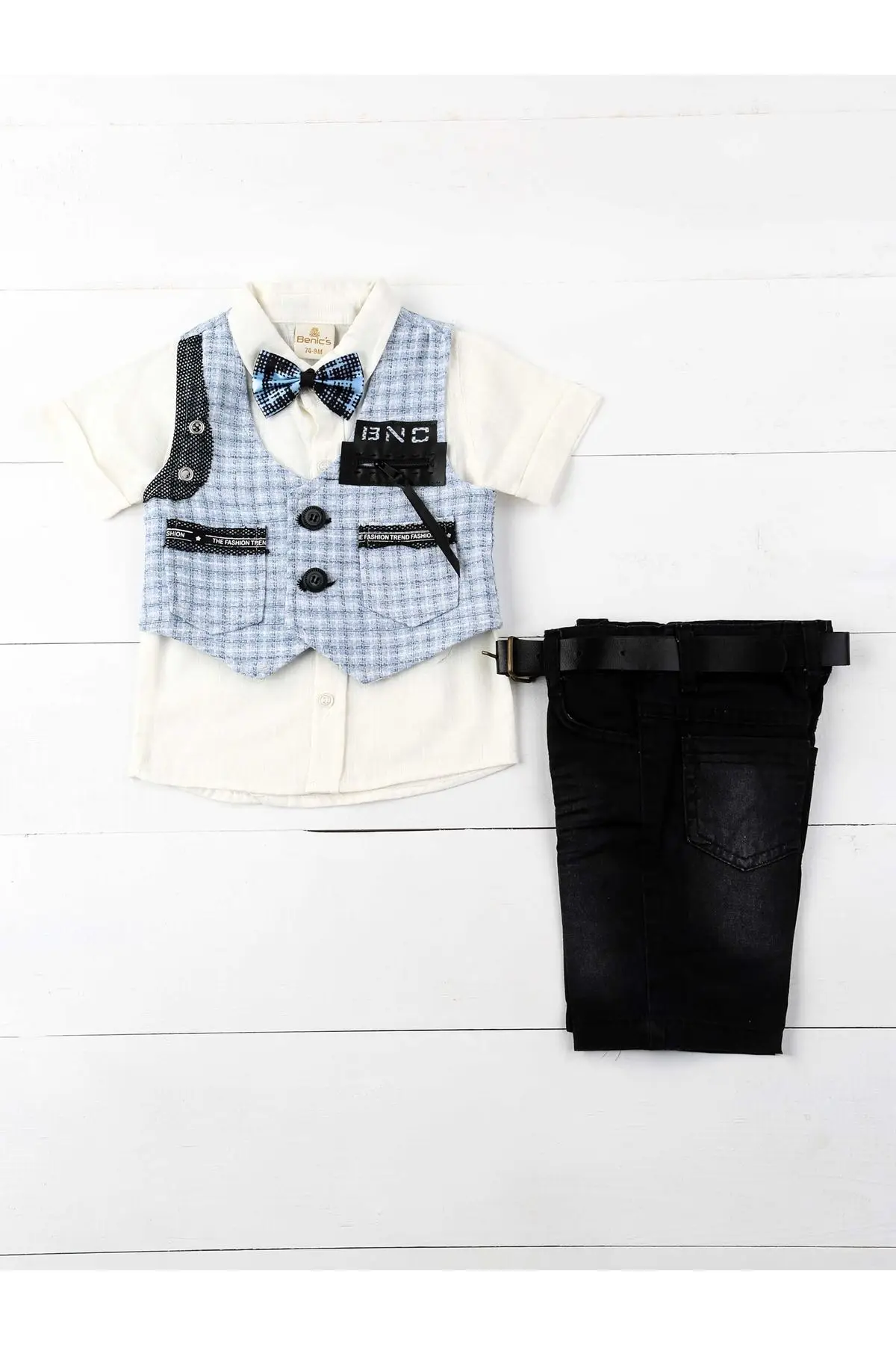 Fashion Clothing Set blue Boys Suit Gentleman Wedding Vest Tie Shirt short pants belt 5 Pcs clothes Sets
Fashion Clothing Set blue Boys Suit Gentleman Wedding Vest Tie Shirt short pants belt 5 Pcs clothes Sets