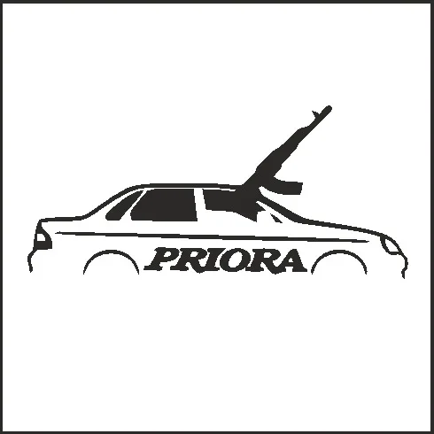 Фото Виниловая наклейка на авто Priora & AK47 | Автомобили и мотоциклы