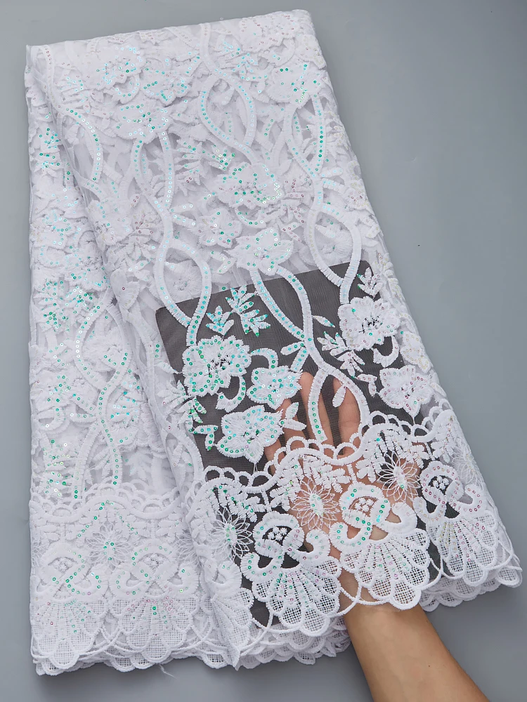 Zhenguiru White African Milk Silk Lace Fabric 2022 High Quality Lace Nigerian French Sequins Lace Fabric For Wedding Dress A2819 
Zhenguiru White African Milk Silk Lace Fabric 2022 High Quality Lace Nigerian French Sequins Lace Fabric For Wedding Dress A2819