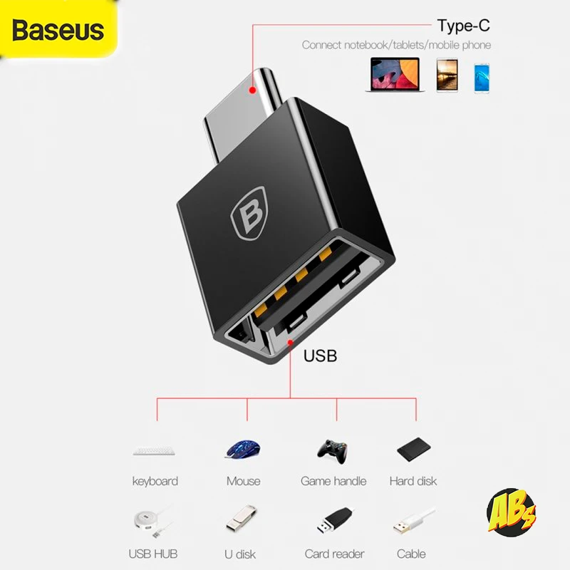 Переходник Baseus Type-C Male в USB Female OTG адаптер для Samsung Macbook Xioami CATJQ-B01 USBC otg коннектор