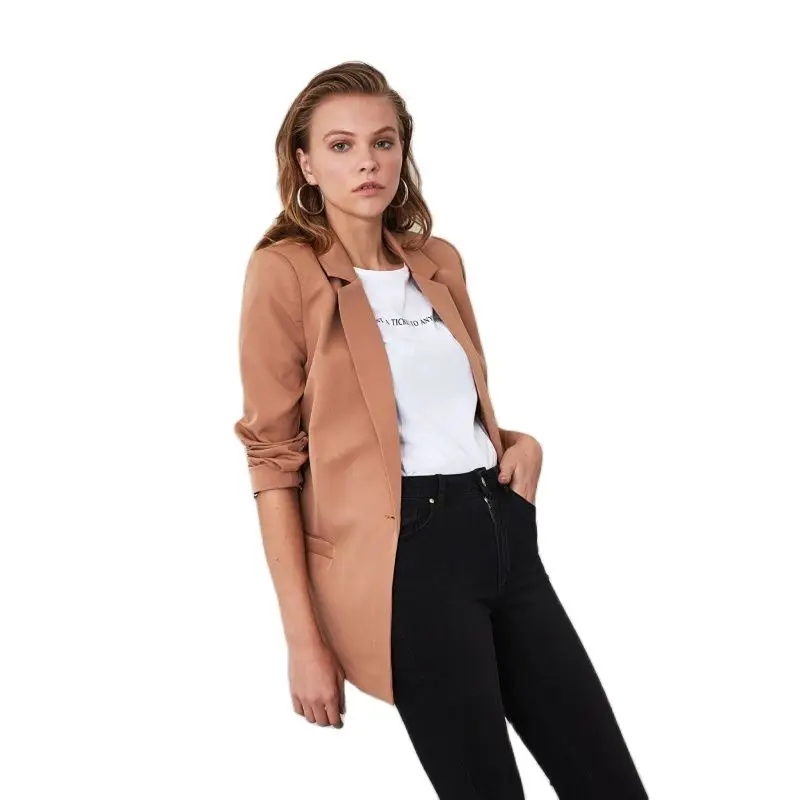 

Blazer Jacket Women Special Jackets Camel Color Sport Jacket Blouse Long Sleeve Single Button Closure Lined Zara Fashion 2021 Trend