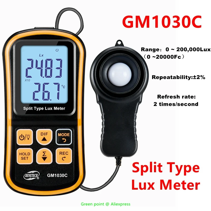 5X High Quality GM1030C Mini Split Type Lux Meter Protable Digital Display Illuminometer Screen Backlight For Darkroom Operation
5X High Quality GM1030C Mini Split Type Lux Meter Protable Digital Display Illuminometer Screen Backlight For Darkroom Operation