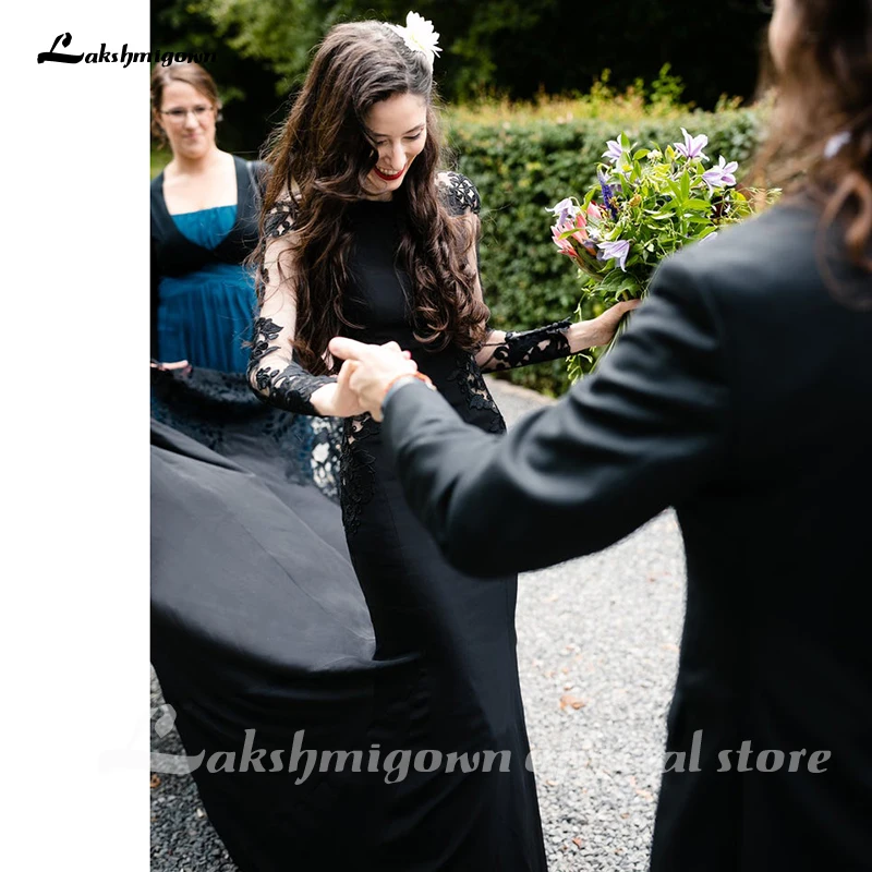 Lakshmigown Black Wedding Dresses With long Sleeves Modest Black Lace Gown Beach Bride Gowns Robes De Mariee
Lakshmigown Black Wedding Dresses With long Sleeves Modest Black Lace Gown Beach Bride Gowns Robes De Mariee