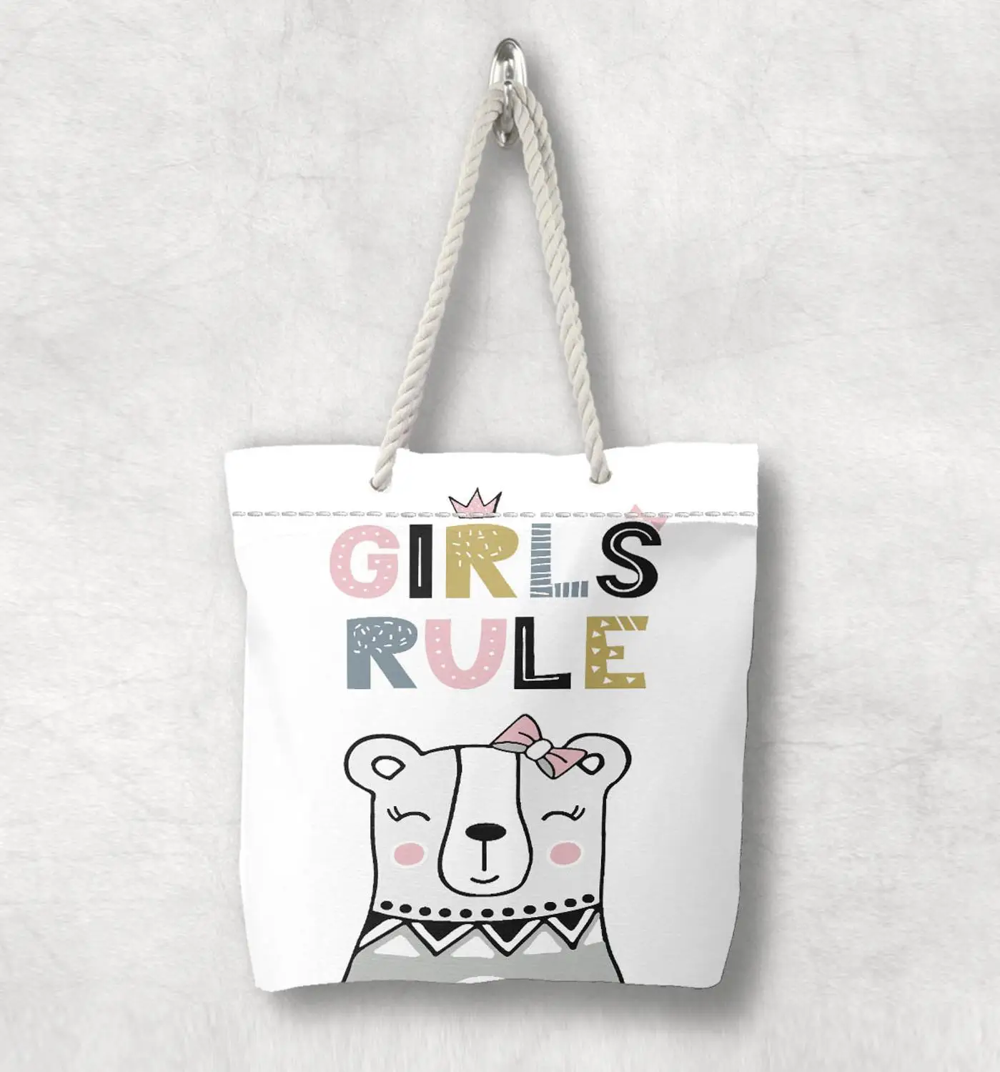 Else Girls Rule Princess Bear Nordic Scandinavian White Rope Handle Canvas Bag Cartoon Print Zippered Tote Bag Shoulder Bag
Else Girls Rule Princess Bear Nordic Scandinavian White Rope Handle Canvas Bag Cartoon Print Zippered Tote Bag Shoulder Bag