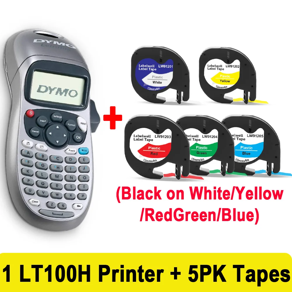 

Portable Handheld Printer for Dymo LT-100H LT100H Label Maker for 12mm Letratag LT 91201 91202 12267 91203 91204 91205 Labels