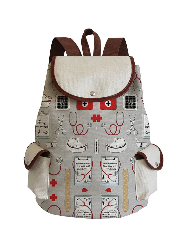 Nurse Printed Backpack Women Linen Backpack Drawstring Backpacks For Teenage Girls Large Capacity Gray School Bag Custom Pattern
Nurse Printed Backpack Women Linen Backpack Drawstring Backpacks For Teenage Girls Large Capacity Gray School Bag Custom Pattern
