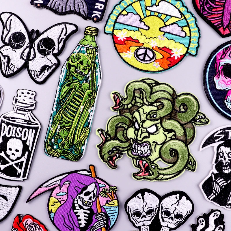 Hippie Patch Punk Skull Patches For Clothes Embroidered For Clothing DIY Striped Badge Patch Iron On Patches On Clothes Applique
Hippie Patch Punk Skull Patches For Clothes Embroidered For Clothing DIY Striped Badge Patch Iron On Patches On Clothes Applique