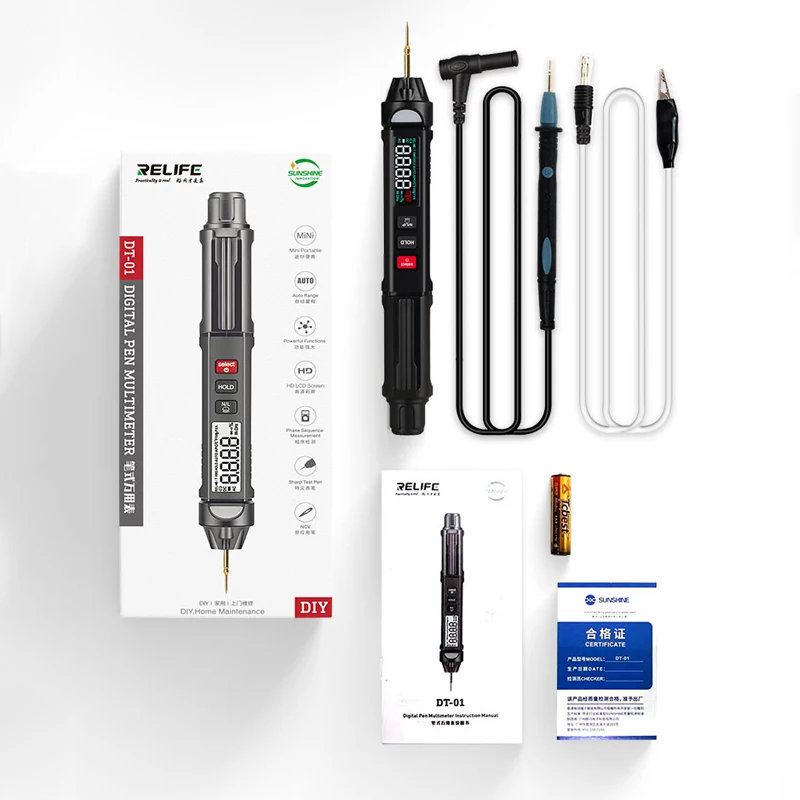 RELIFE DT-01 3 IN 1 Intelligent Pen-Type Multimeter Non-Contact Tester Phase Sequence Meter For Mobile Phone Repair Tools
RELIFE DT-01 3 IN 1 Intelligent Pen-Type Multimeter Non-Contact Tester Phase Sequence Meter For Mobile Phone Repair Tools