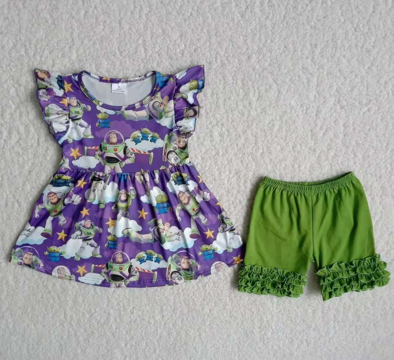 new summer toddler girl outfit costume kid girl flutter sleeve top +solid green shorts 2 pcs children garments
new summer toddler girl outfit costume kid girl flutter sleeve top +solid green shorts 2 pcs children garments