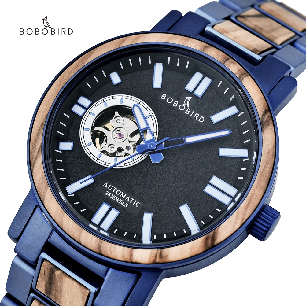 

BOBO BIRD Stainless Steel Wood Automatic Mechanical Watches Men Waterproof Japan Movement Watch Valentine's Day Gifts for Man