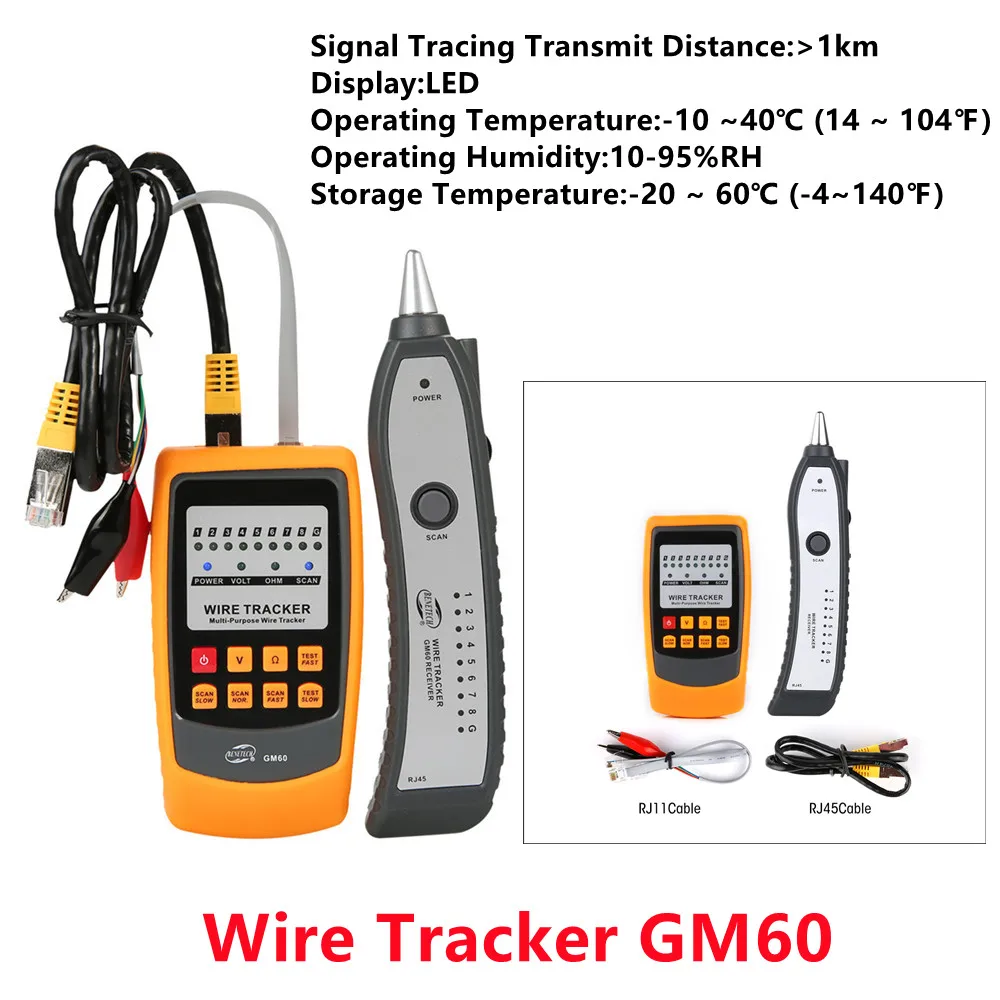 

5PC Wire Tracker GM60 Handheld Rapid LAN Network Line Finder Cable Tester Line Tracker Stable Cable Detector Wire Diagnose Tools