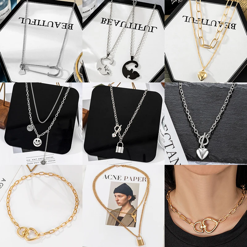New Vintage Multilayer Heart Lock Pendant Necklace For Women Fashion Smiley Silver Color Thick Chain Necklace 2023 Jewelry Gift
New Vintage Multilayer Heart Lock Pendant Necklace For Women Fashion Smiley Silver Color Thick Chain Necklace 2023 Jewelry Gift